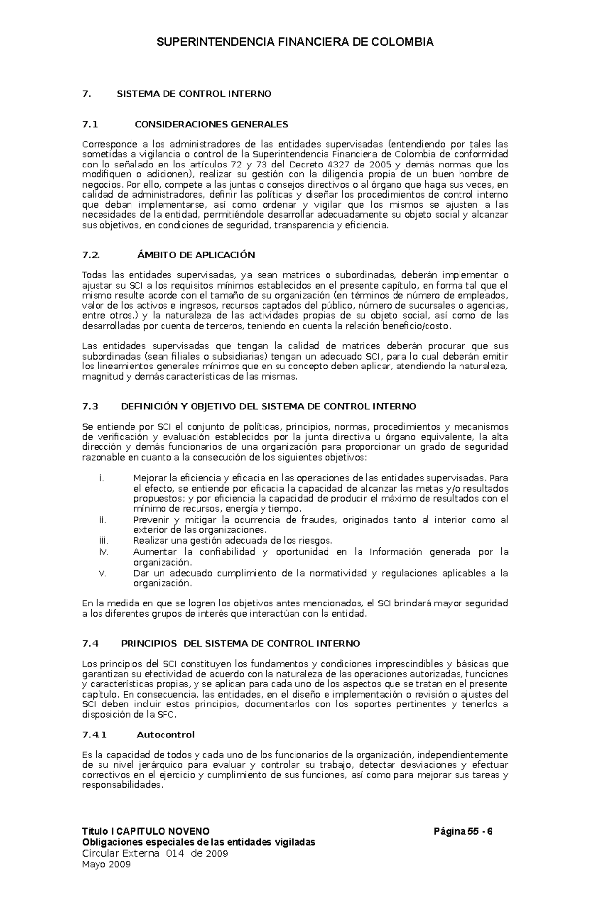 Sistema De Control Interno 7 SISTEMA DE CONTROL INTERNO 7