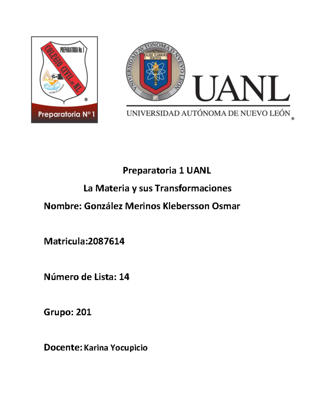 KOGM AR4 LMy T - tarea 100 - Preparatoria 1 UANL La Materia y sus ...
