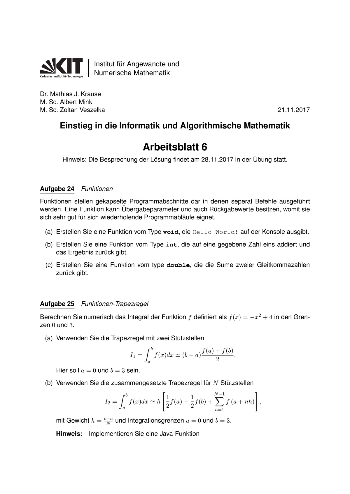 Arbeitsblatt 06 Lsg - Wintersemester - Institut Für Angewandte Und ...