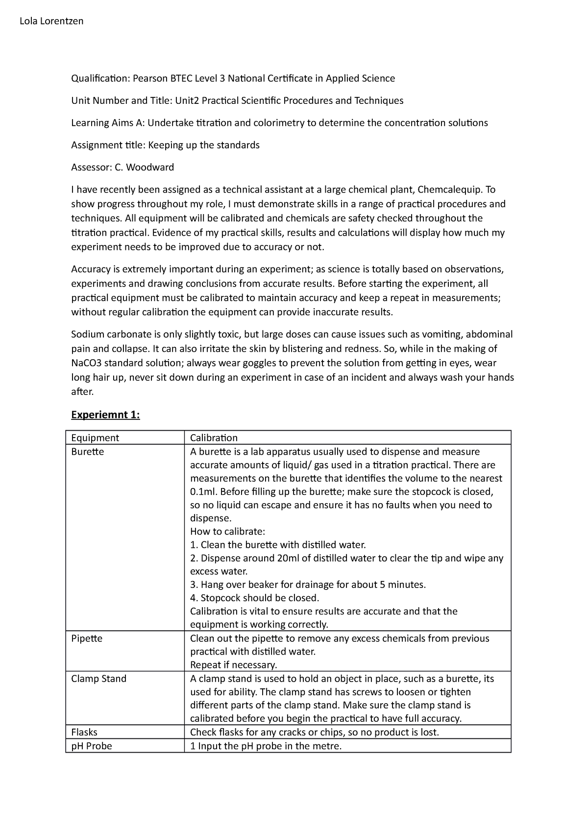 btec applied science level 3 unit 2 assignment c example