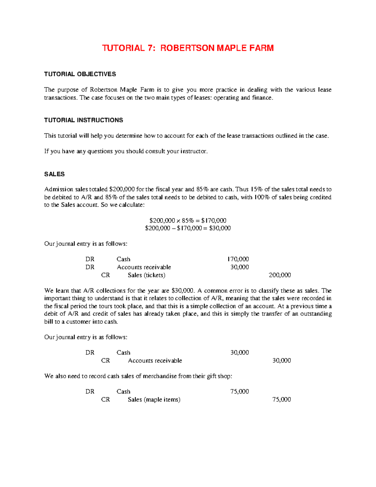 Tutorial+7+Robertson+Maple+Farm+Inc - TUTORIAL 7: ROBERTSON MAPLE FARM ...