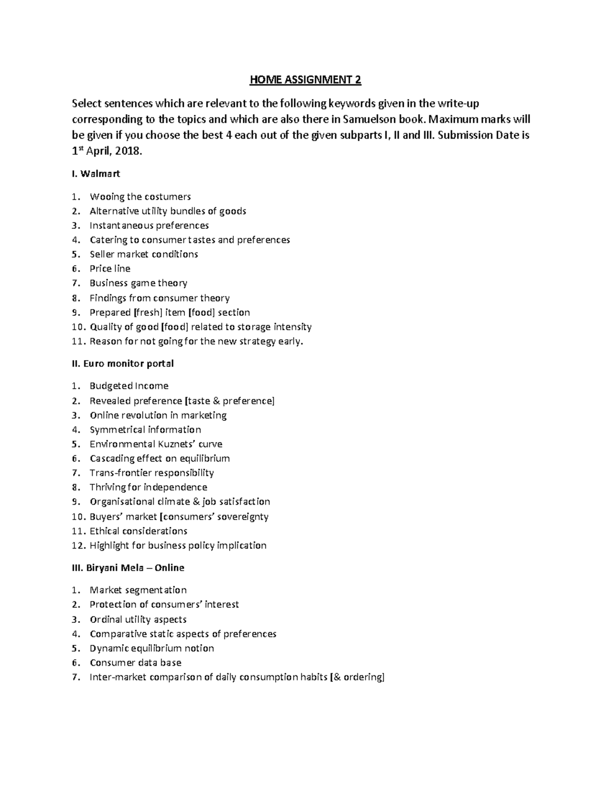 HOME Assignment 2 - Practice material shared by professor - HOME ...