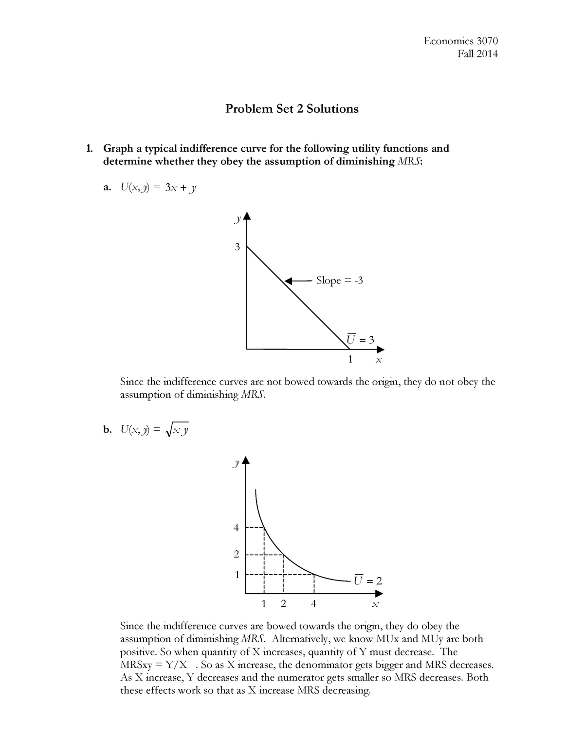 3070 Pset 2 Solutions Mcro Economics 3070 Fall 14 Problem Set 2 Solutions 1 Graph A Typical Studocu