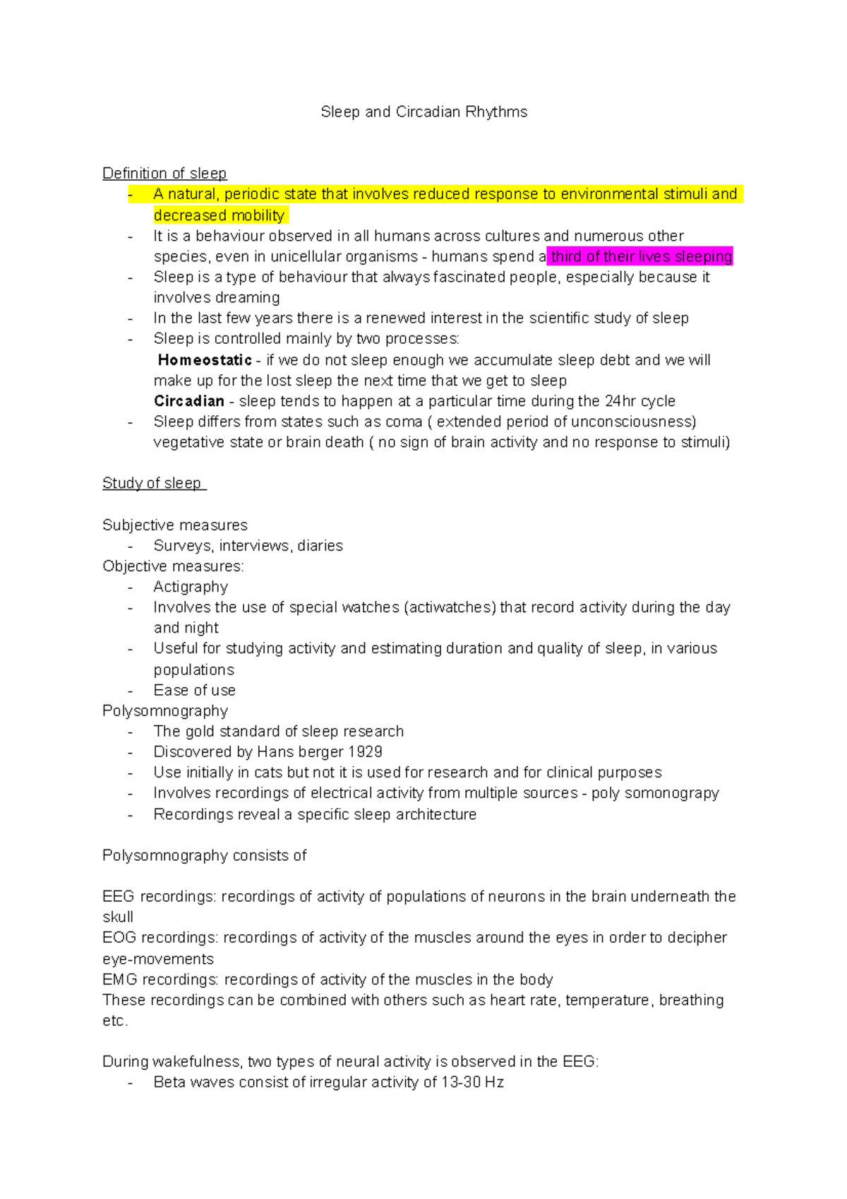 Lecture 8 - Sleep and Circadian Rhythms - Sleep and Circadian Rhythms ...