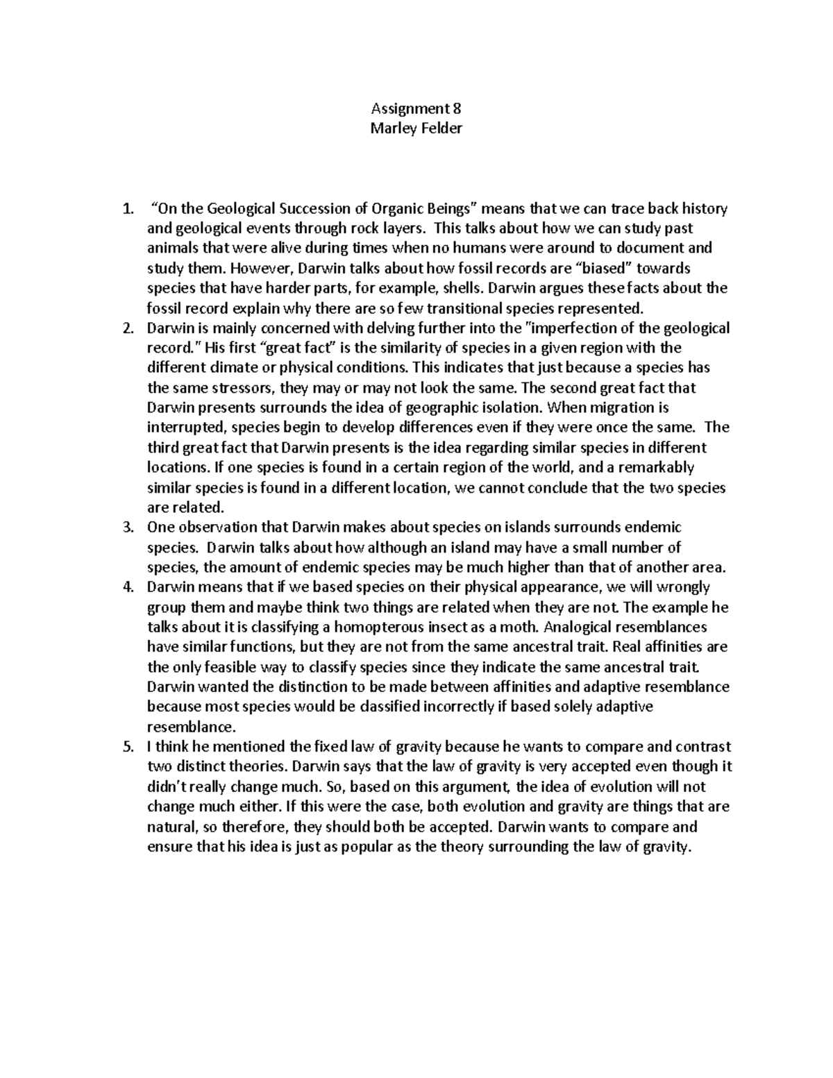 Assignment 8 the Geological Succession of Organic means that we can