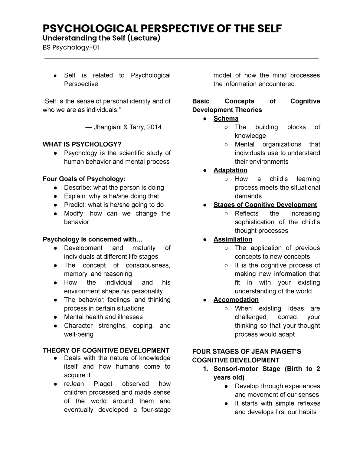 Psychological Perspective Of The Self - Understanding The Self (Lecture ...