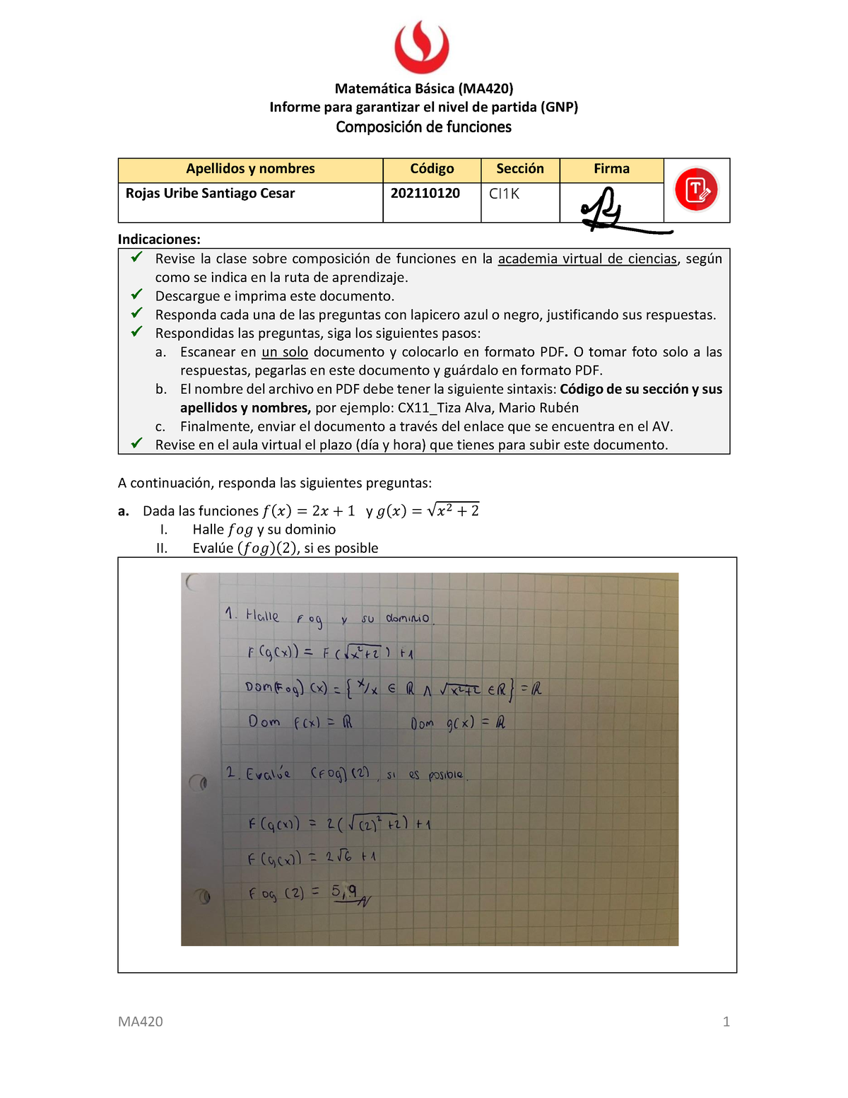 CX1K Rojas Uribe, Santiago Cesar - MA420 1 Matemática Básica (MA420 ...