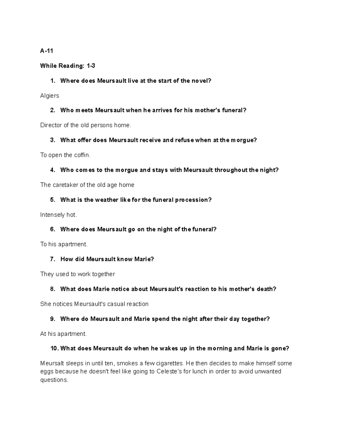 Novel Summary: Test Notes Preperation - ENGL1008 - Carleton - Studocu