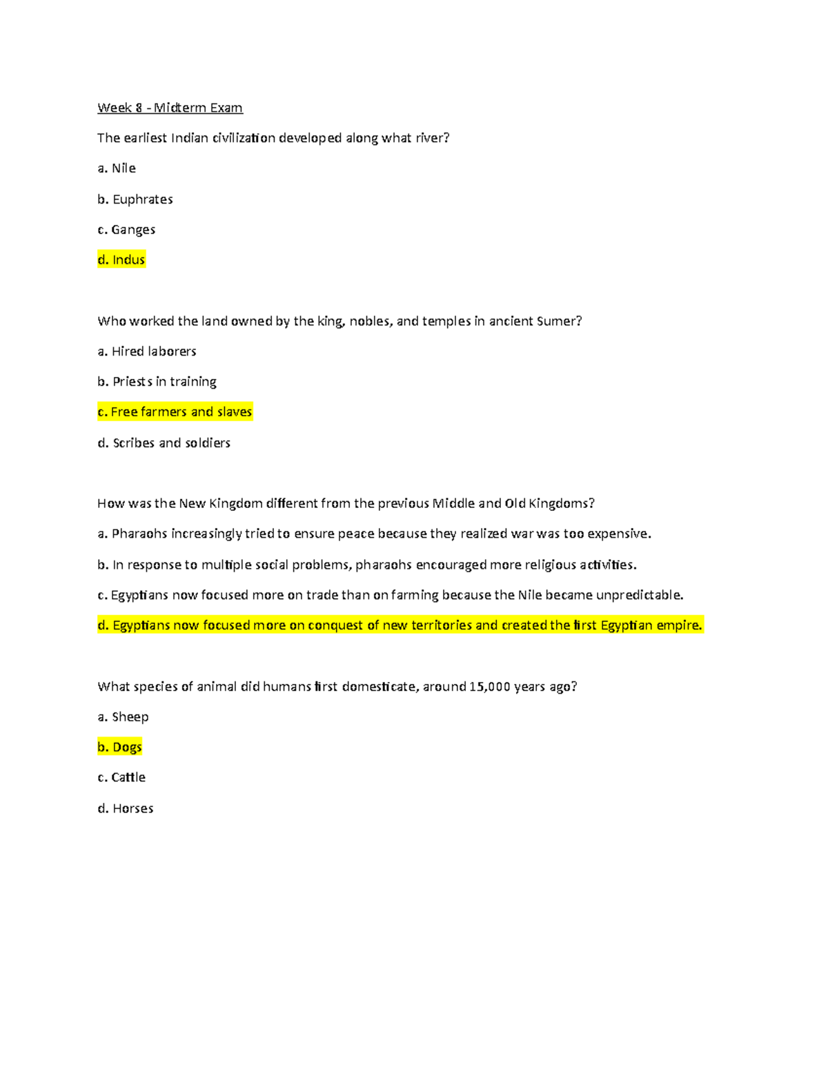 Week 8 Midterm Exam Questions - Studocu