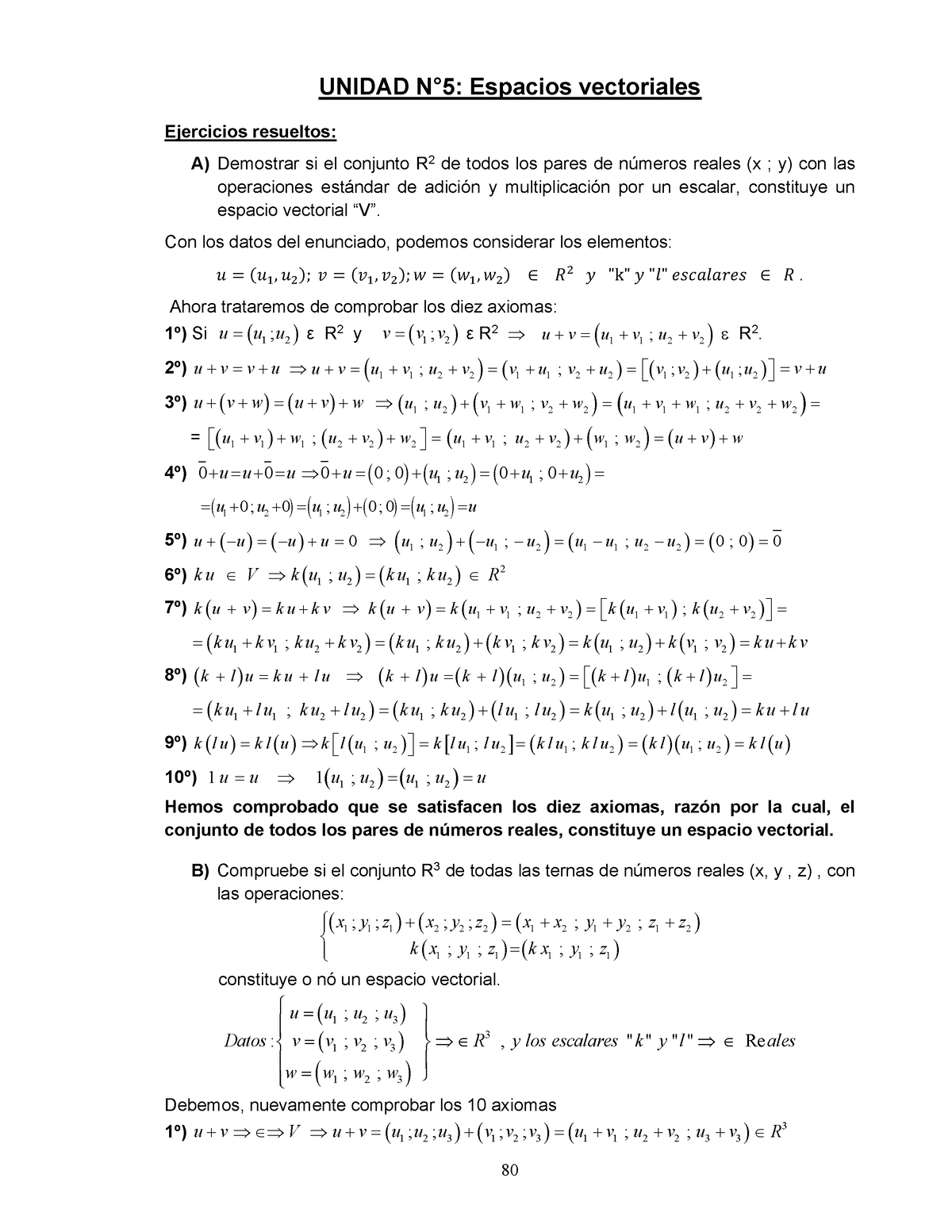 Unidad 5 - Espacios Vectoriales - UNIDAD N°5: Espacios Vectoriales ...