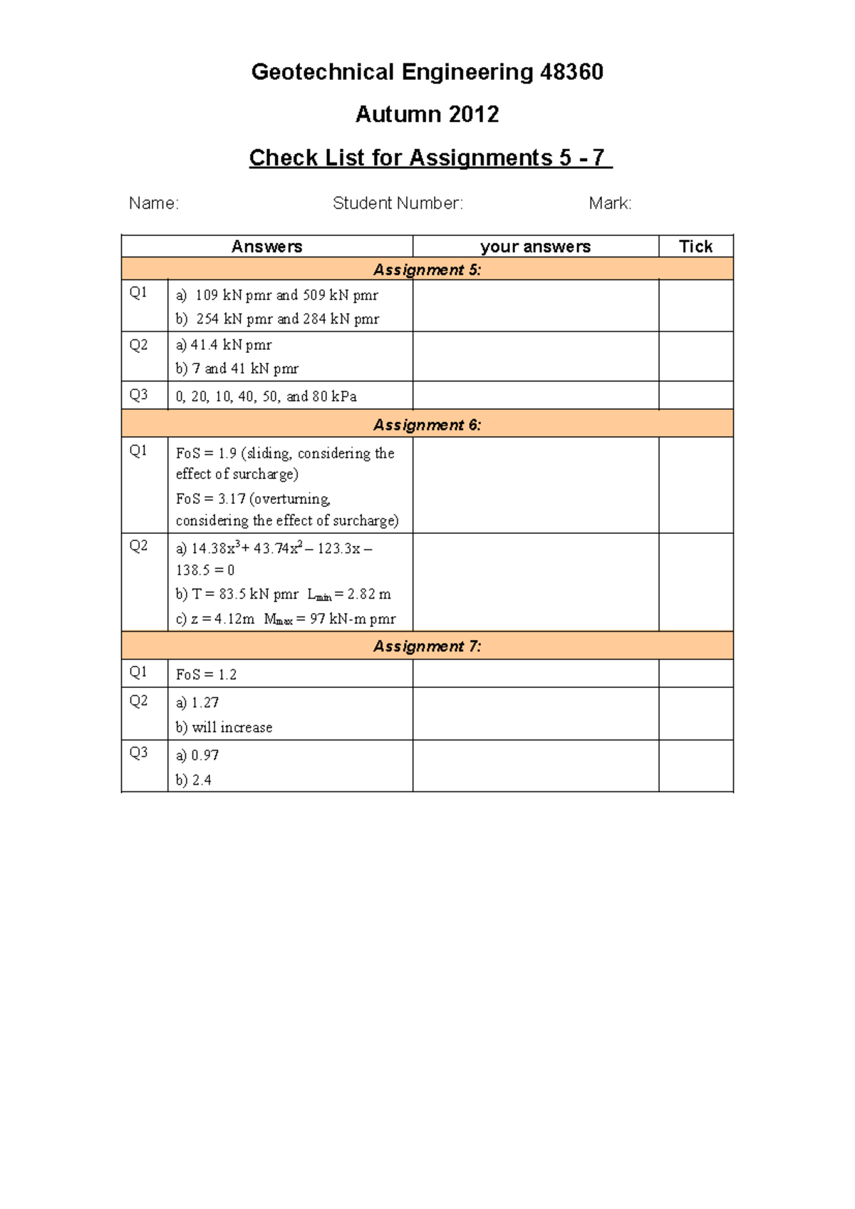 Assignments 5-7 check list 2012 a - Geotechnical Engineering 48360 ...