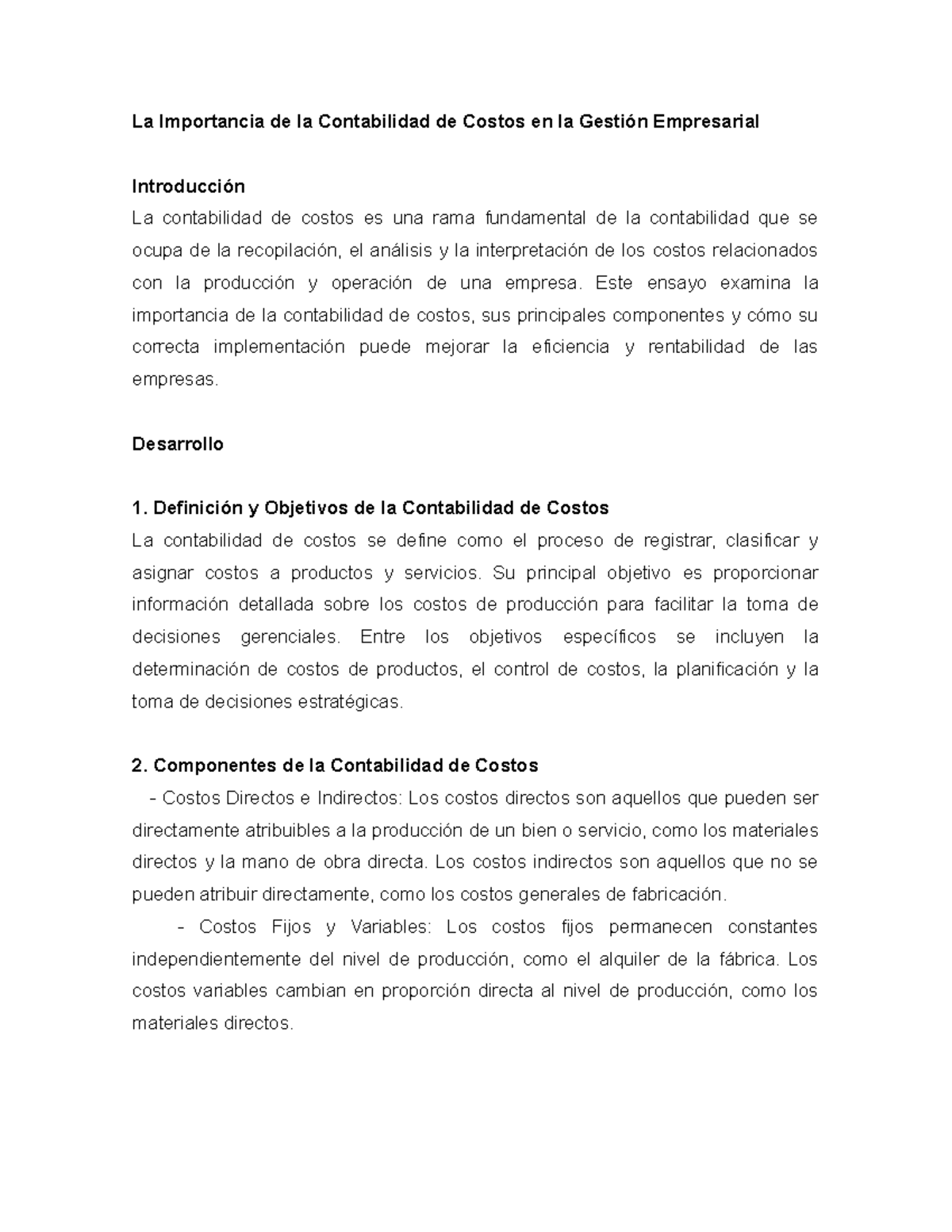 La Importancia de la Contabilidad de Costos en la Gestión Empresarial ...