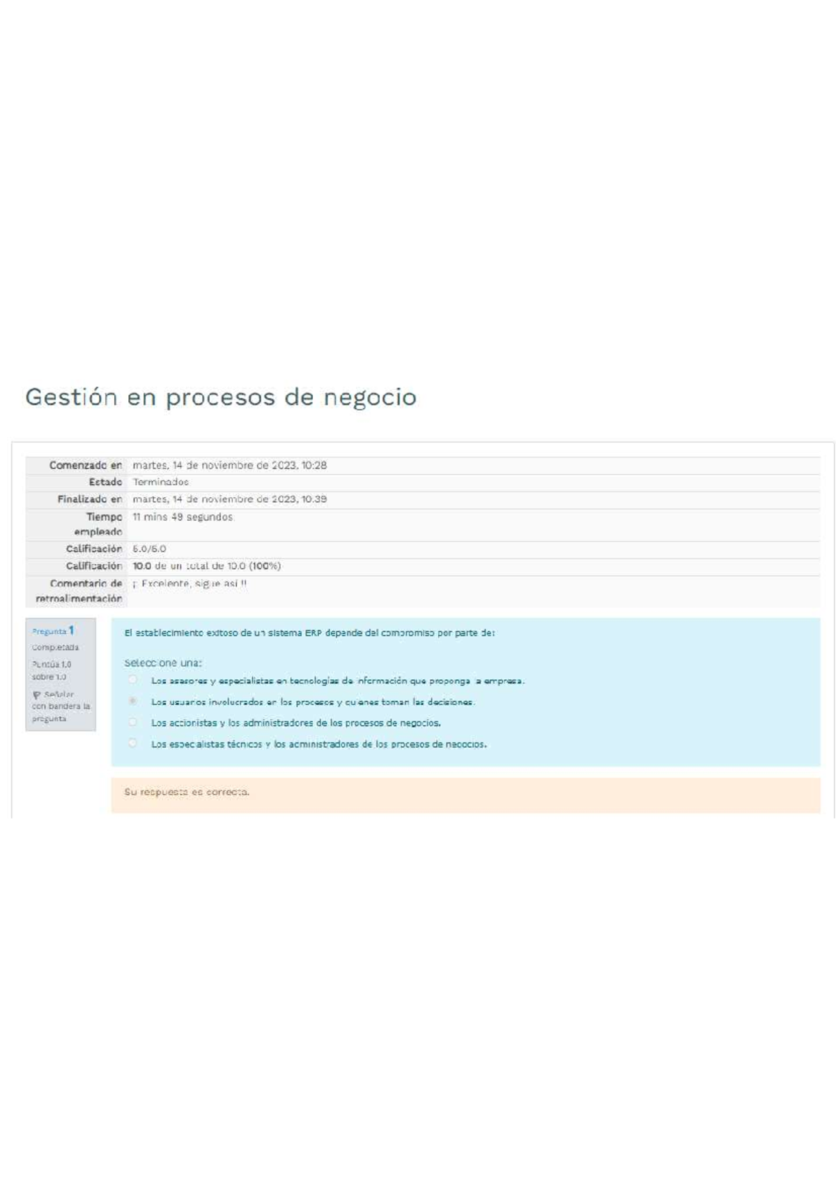 Examen Semana 2 Segunda Vuelta Gestión En Procesos De Negocio Gestion En Procesos De Negocios 6910