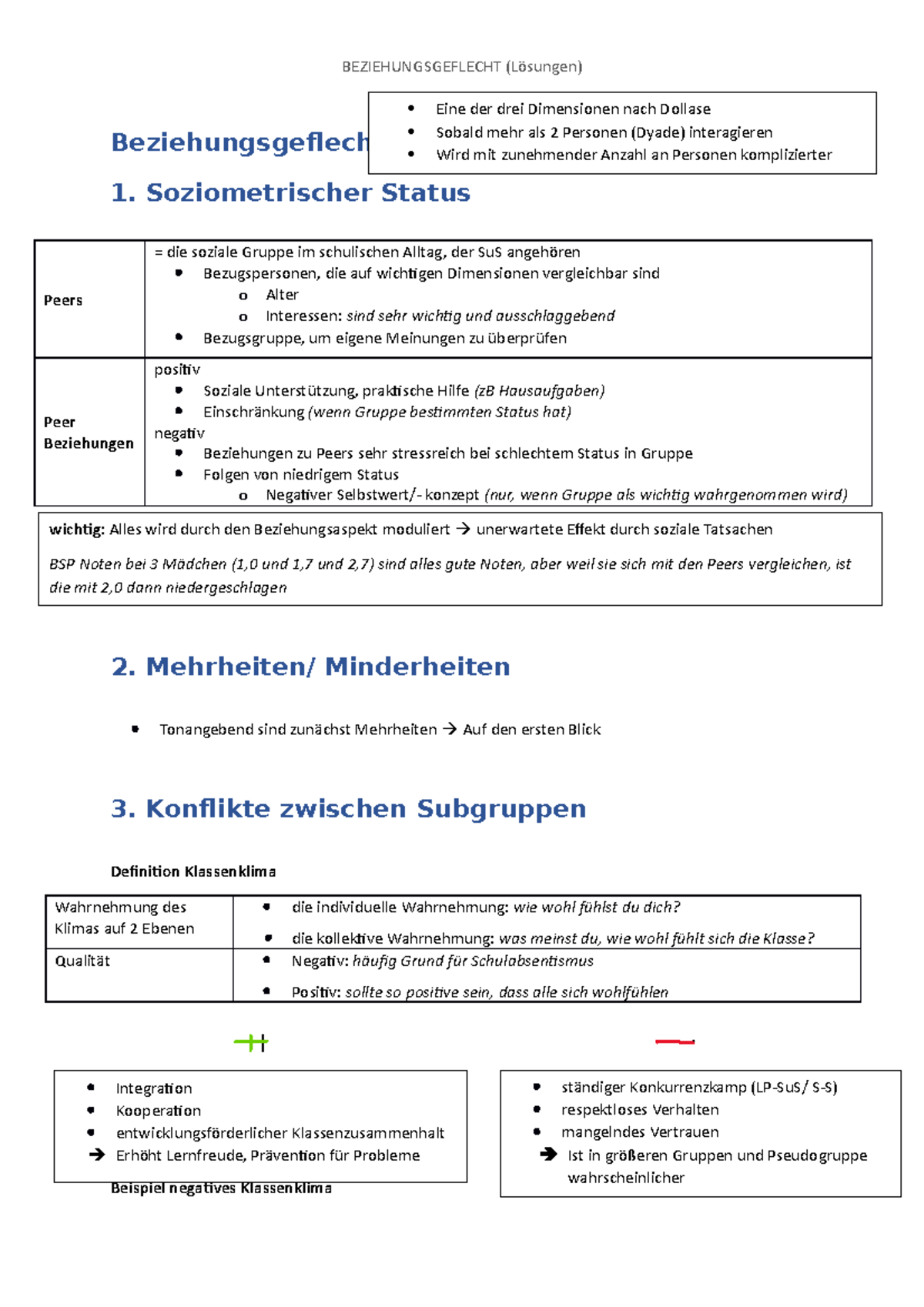 4. Themenblock: Beziehungsgeflecht (Lernzettel) - Beziehungsgeflecht 1 ...