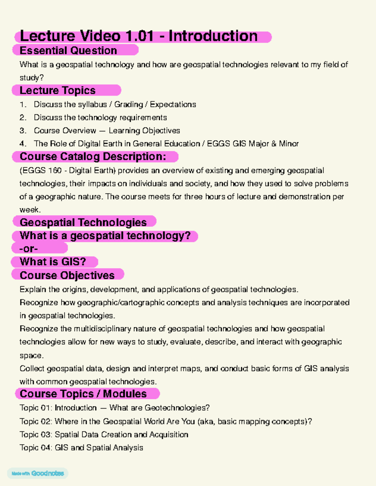 Lecture Video 1.01 - Introduction - Lecture Video 1 - Introduction ...
