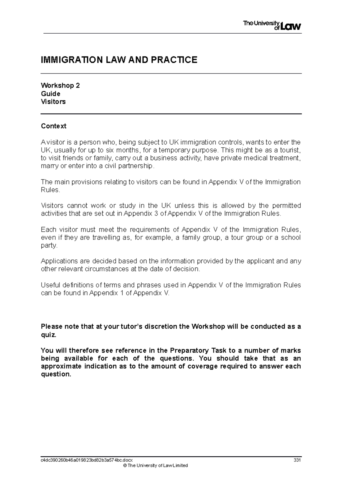 1920 imm ws02 ce01 guide t - IMMIGRATION LAW AND PRACTICE Workshop 2 ...