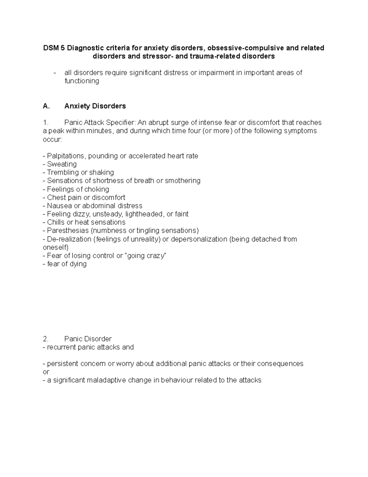 DSM 5 Diagnostic Criteria For Anxiety And Related Disorders DSM 5 