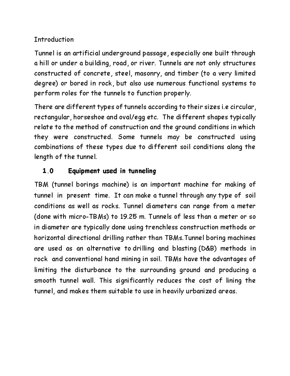 Tunnels and Tunneling - Introduction Tunnel is an artificial ...