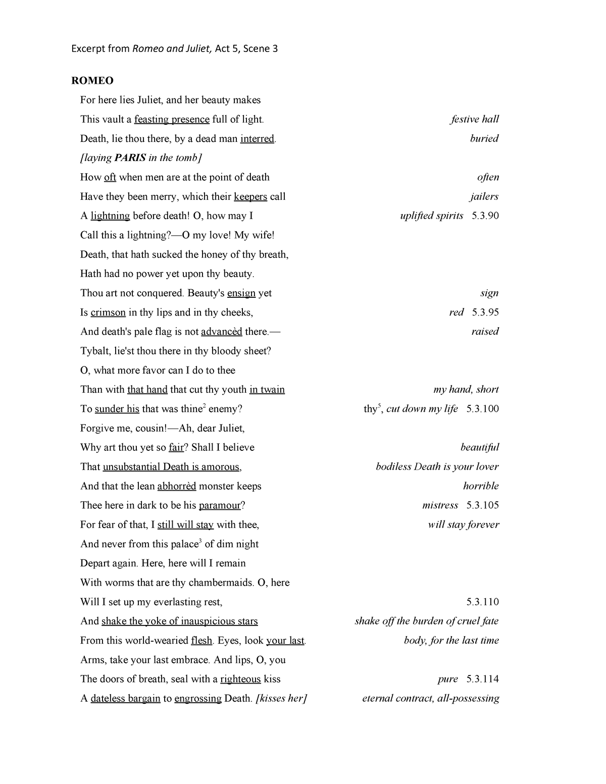 Act VScene 3 - romeo and juliet act 5 script - ROMEO For here lies ...