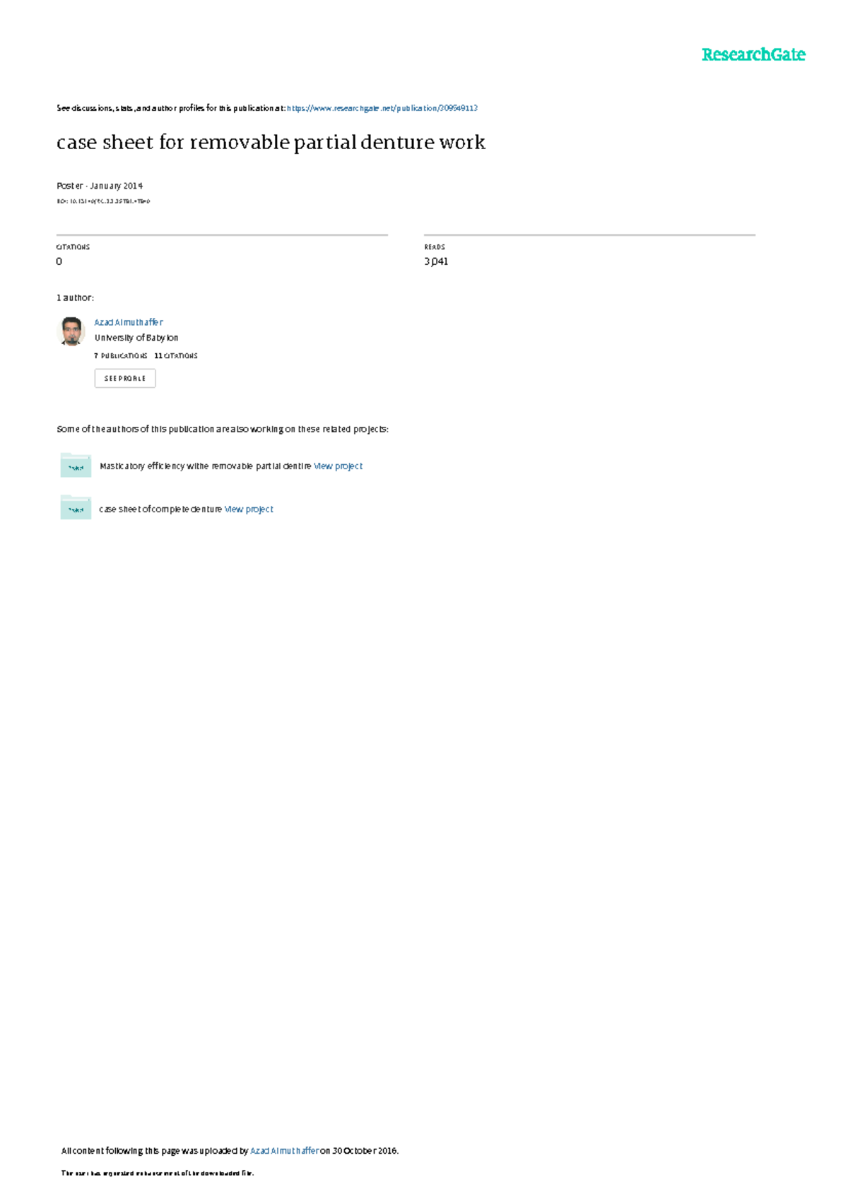Casesheetremovablepartialdenture Azad Almuthaffer 2 - See discussions ...