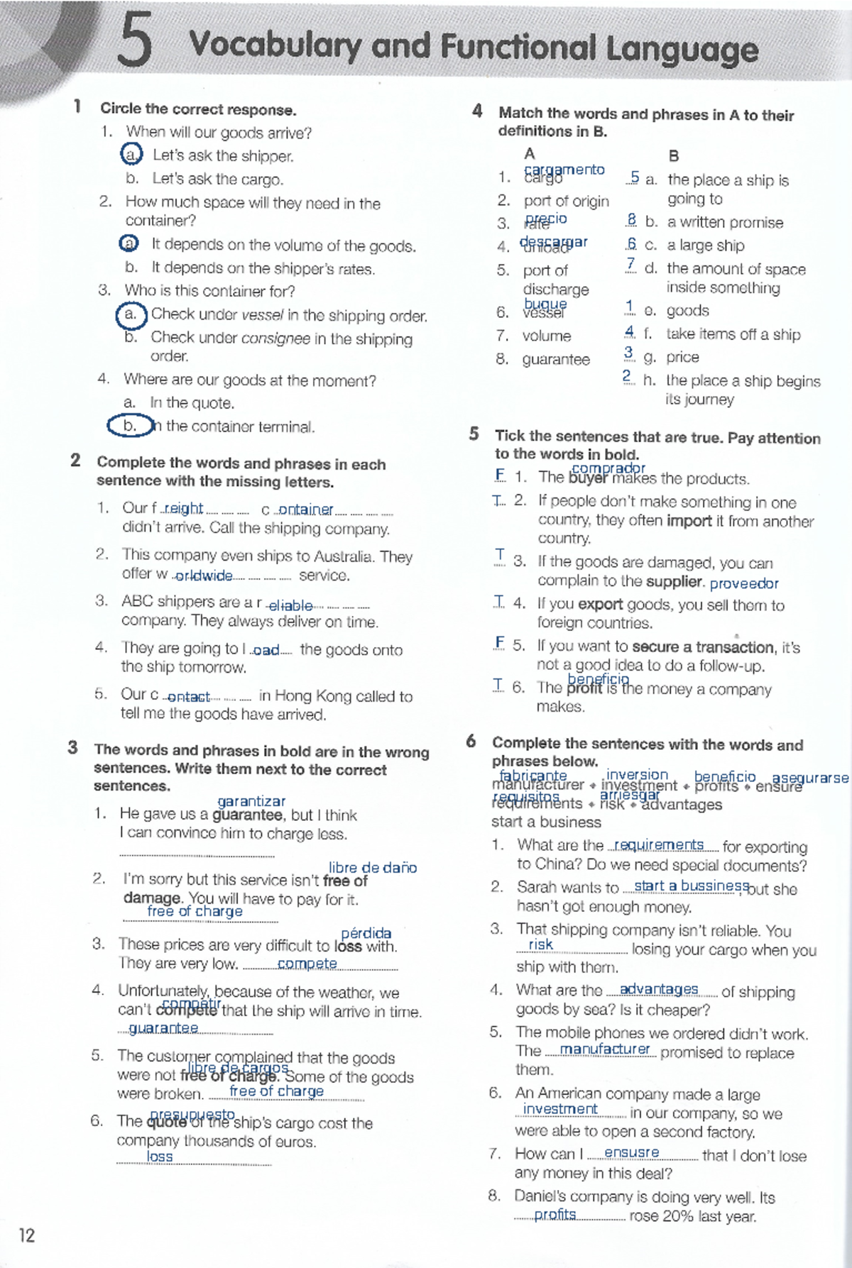 5.4 vocabulary unit 5 - Inglés II - Studocu