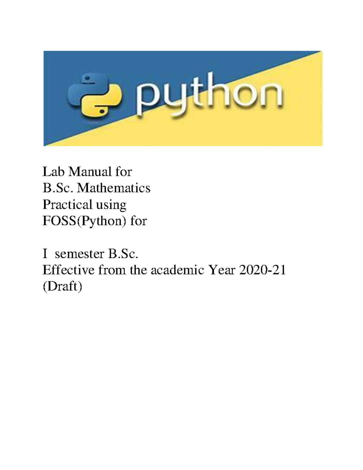 Lab Manual - Good - Lab Manual for B. Mathematics Practical using FOSS ...
