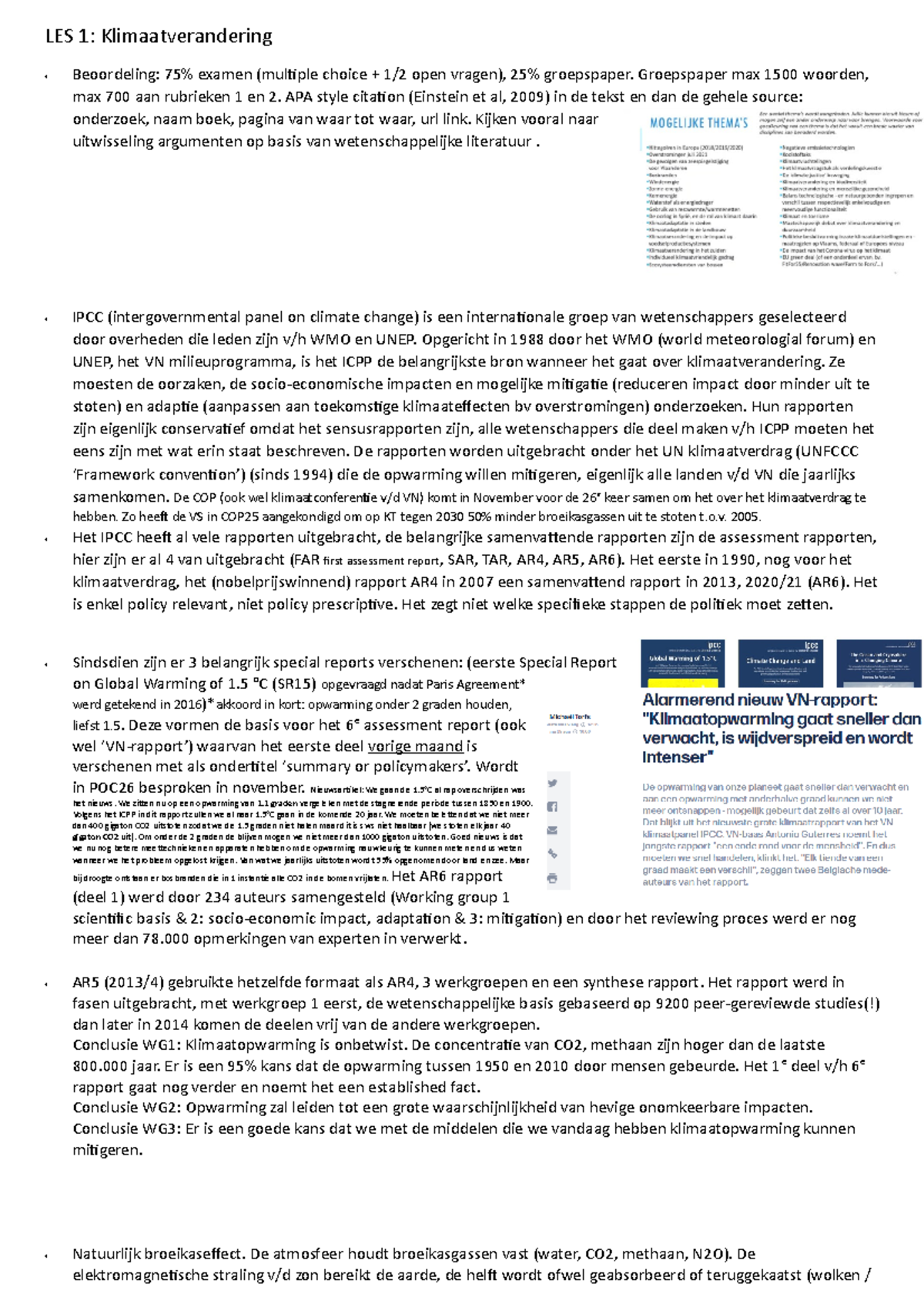 Samenvatting LES 1 Klimaatverandering - LES 1: Klimaatverandering ...