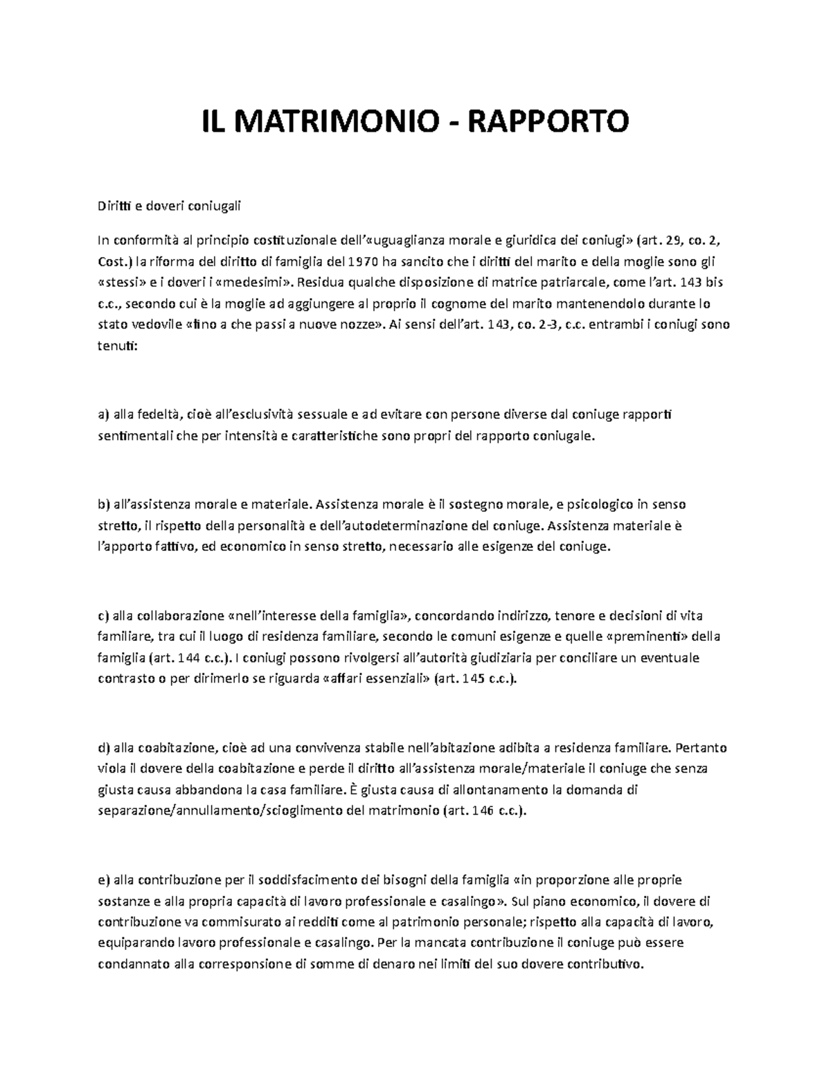 IL Matrimonio Rapporto IL MATRIMONIO RAPPORTO Diritti e doveri coniugali In conformità al IL Matrimonio Rapporto IL MATRIMONIO RAPPORTO Diritti e doveri coniugali In conformità al