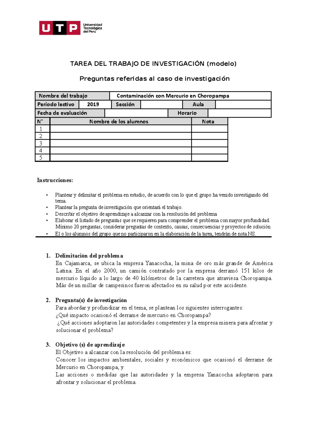 Semana 5 - Tarea 1 - Modelo - TAREA DEL TRABAJO DE INVESTIGACIÓN ...