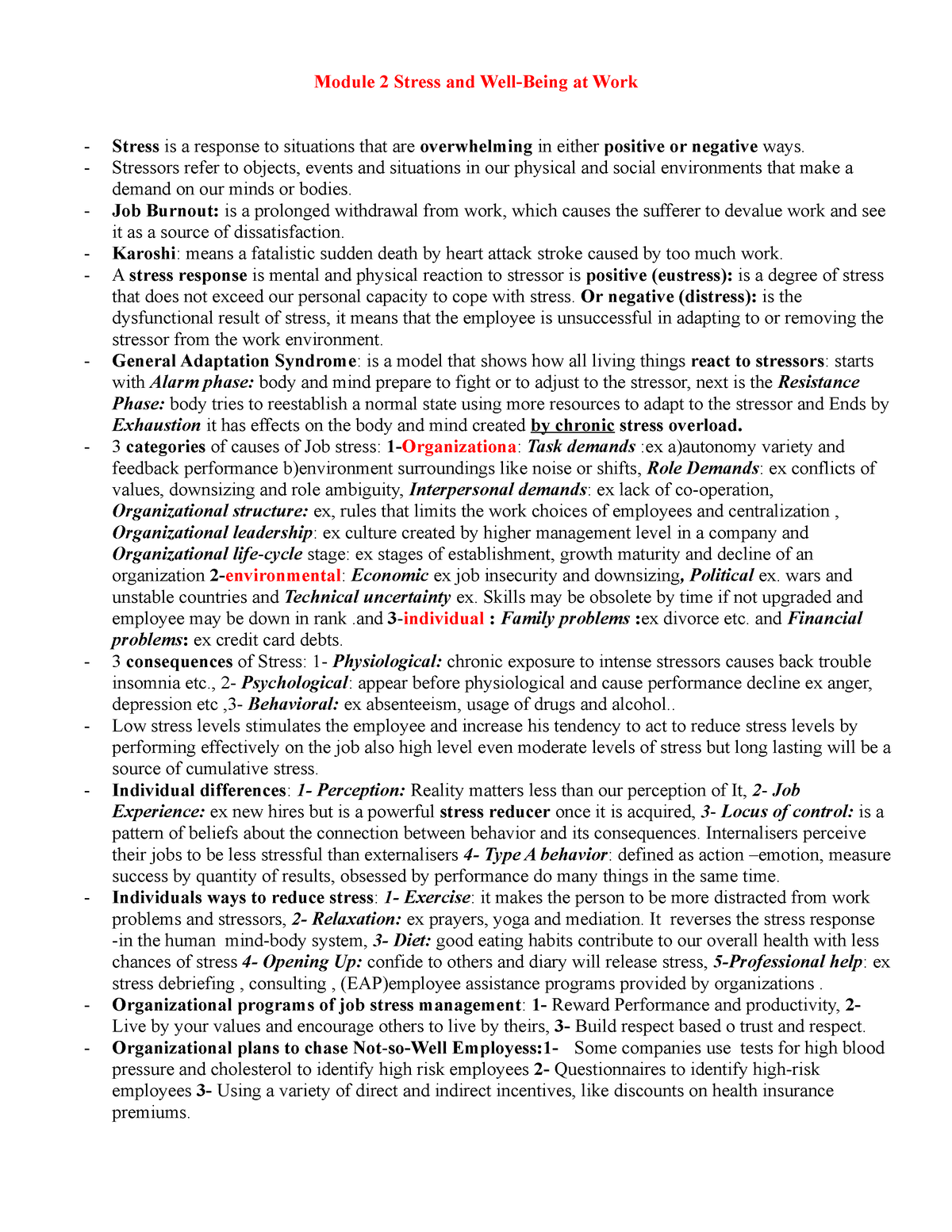 Module 2 Stress And Well - Module 2 Stress And Well-Being At Work ...