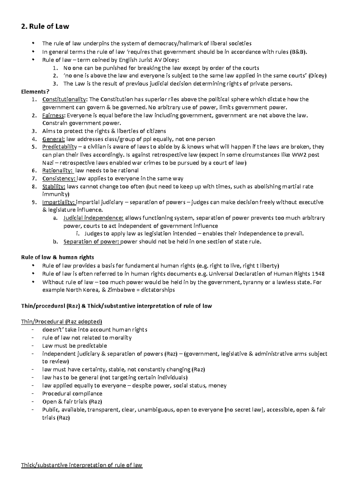 Rule of law - Rule of law outline - 2. Rule of Law The rule of law ...