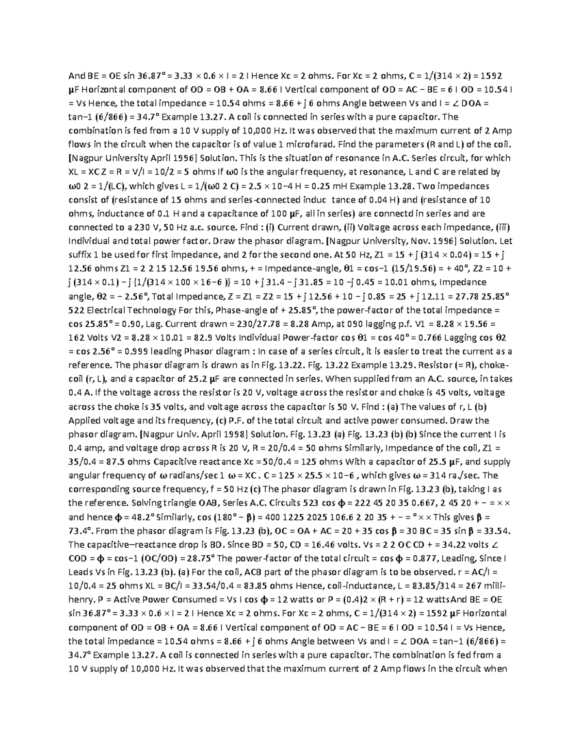 15-electric-and-be-oe-sin-36-3-0-i-2-i-hence-xc-2-ohms