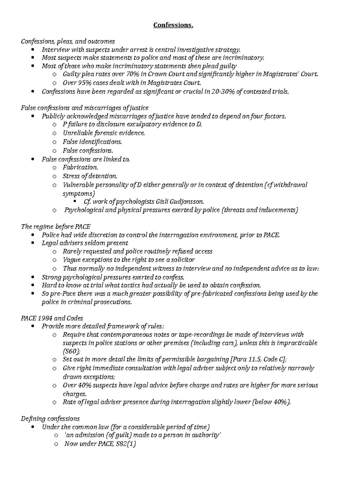 Confessions - Lecture Notes - Confessions. Confessions, pleas, and ...
