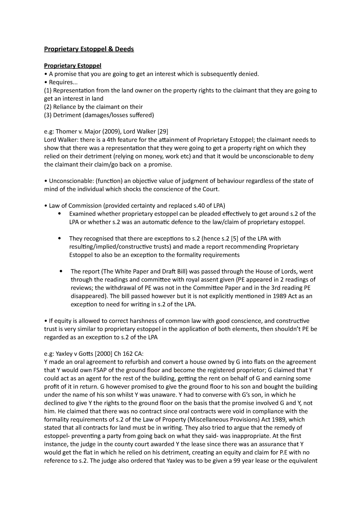 land law essay on proprietary estoppel