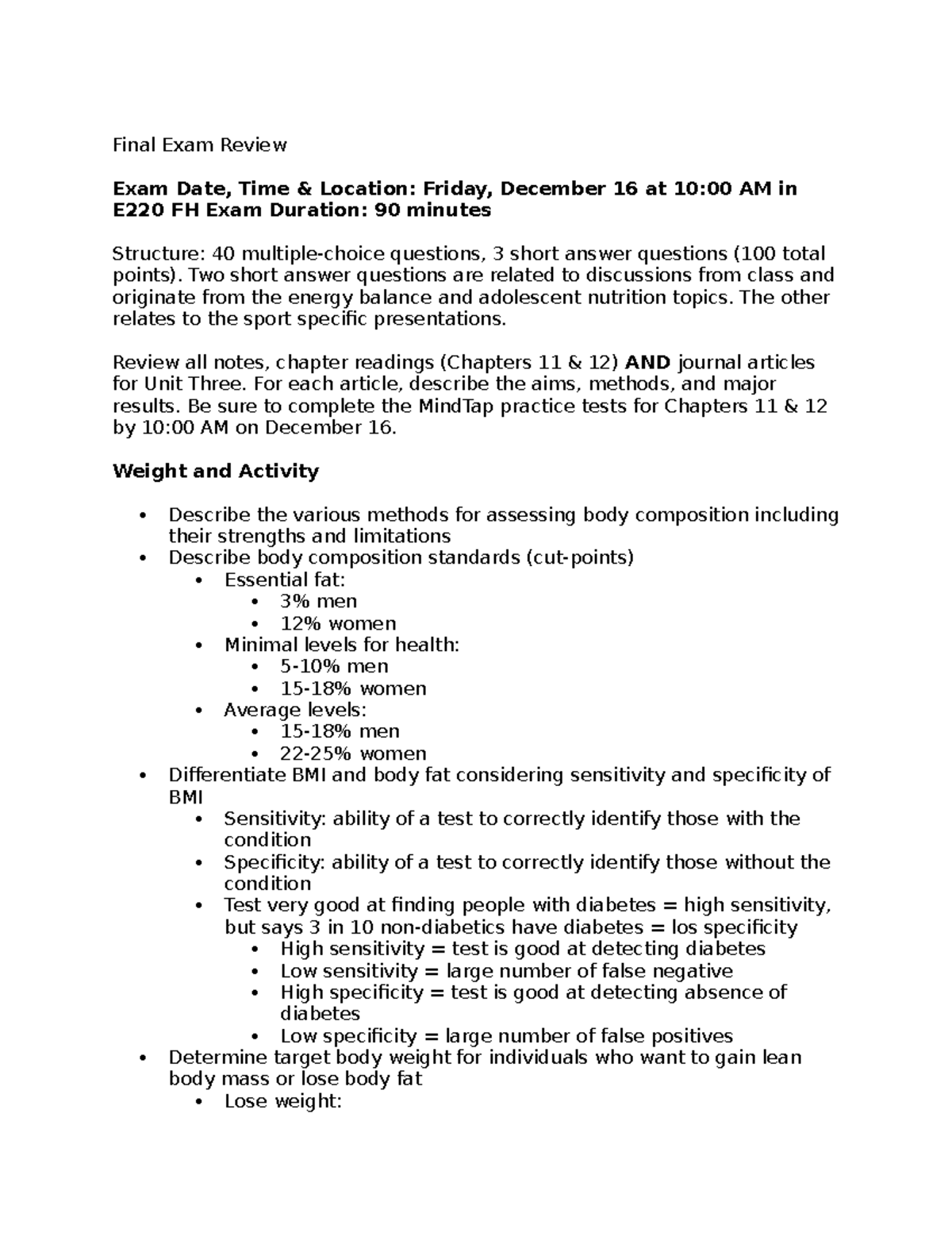 Final Exam Review - Final Exam Review Exam Date, Time & Location ...