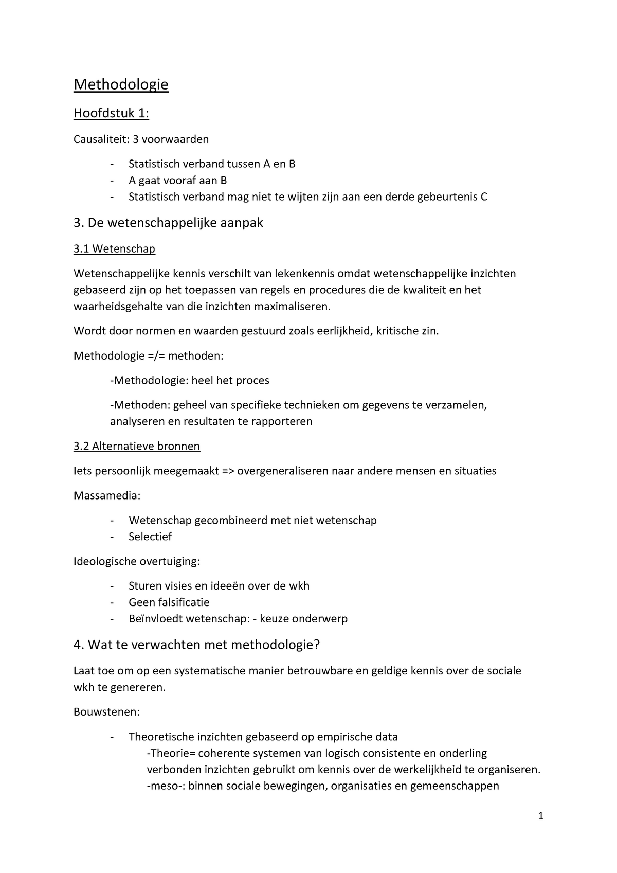 Samenvatting, Methodologie Van De Sociale Wetenschappen, Hoofdstuk 1 T ...