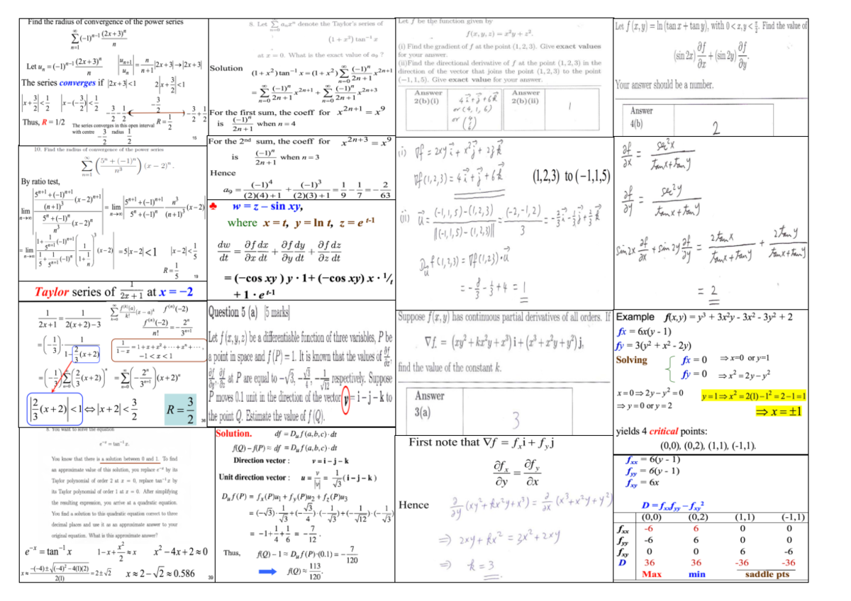 MA1521 Cheat Sheet Past Questions - MA1521 - Studocu