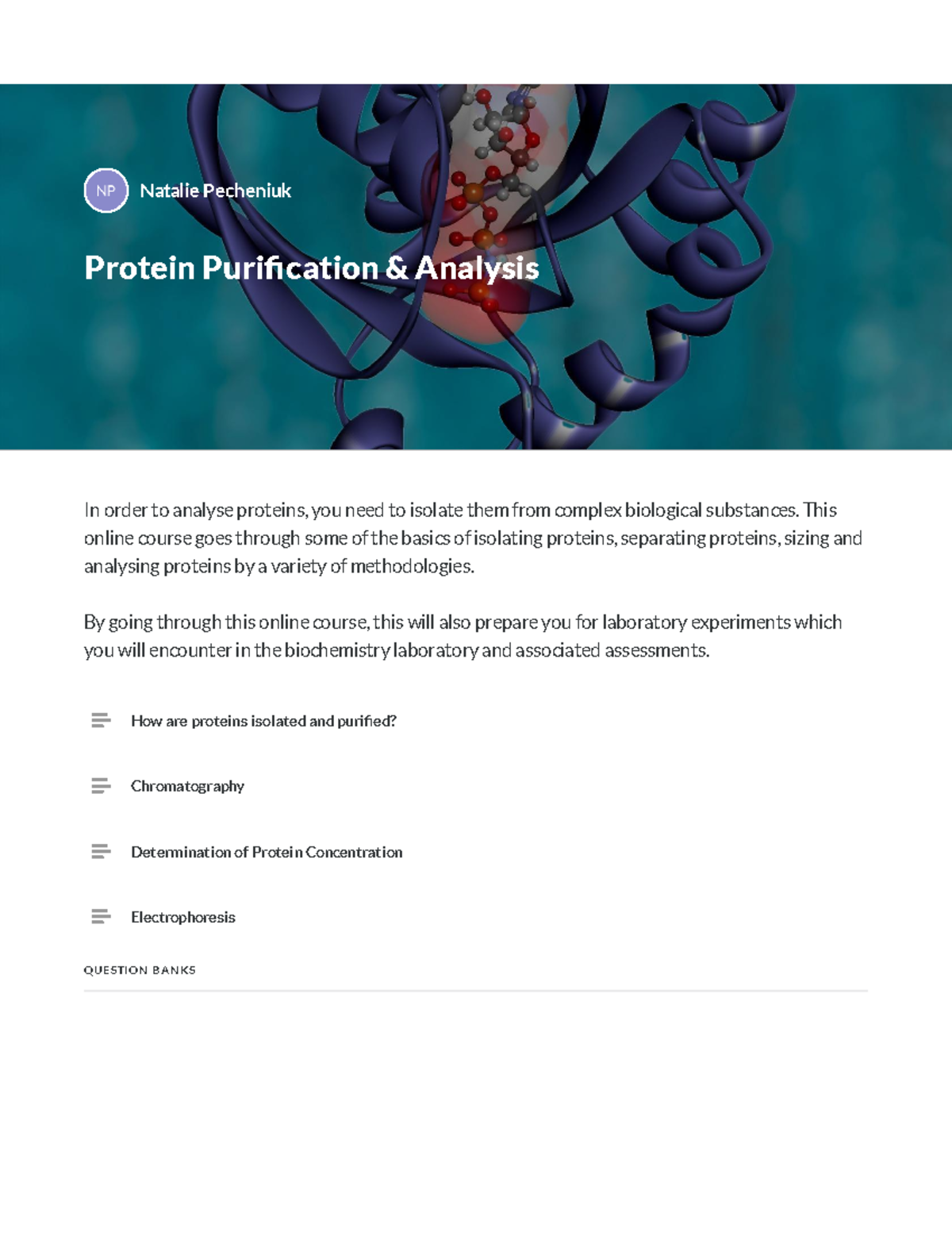 Printable PDF of Protein Purification & Analysis - In order to analyse ...