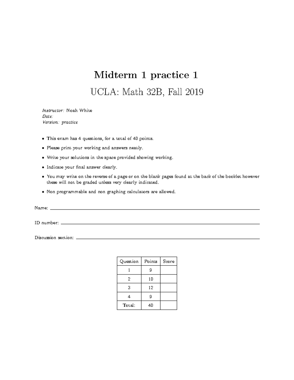 Midterm 1-practice 1-solutions - Midterm 1 Practice 1 UCLA: Math 32B ...