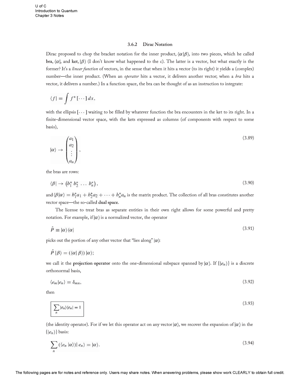 Dirac Notation - Textbook: Introduction To Quantum Mechanics, 3rd ...