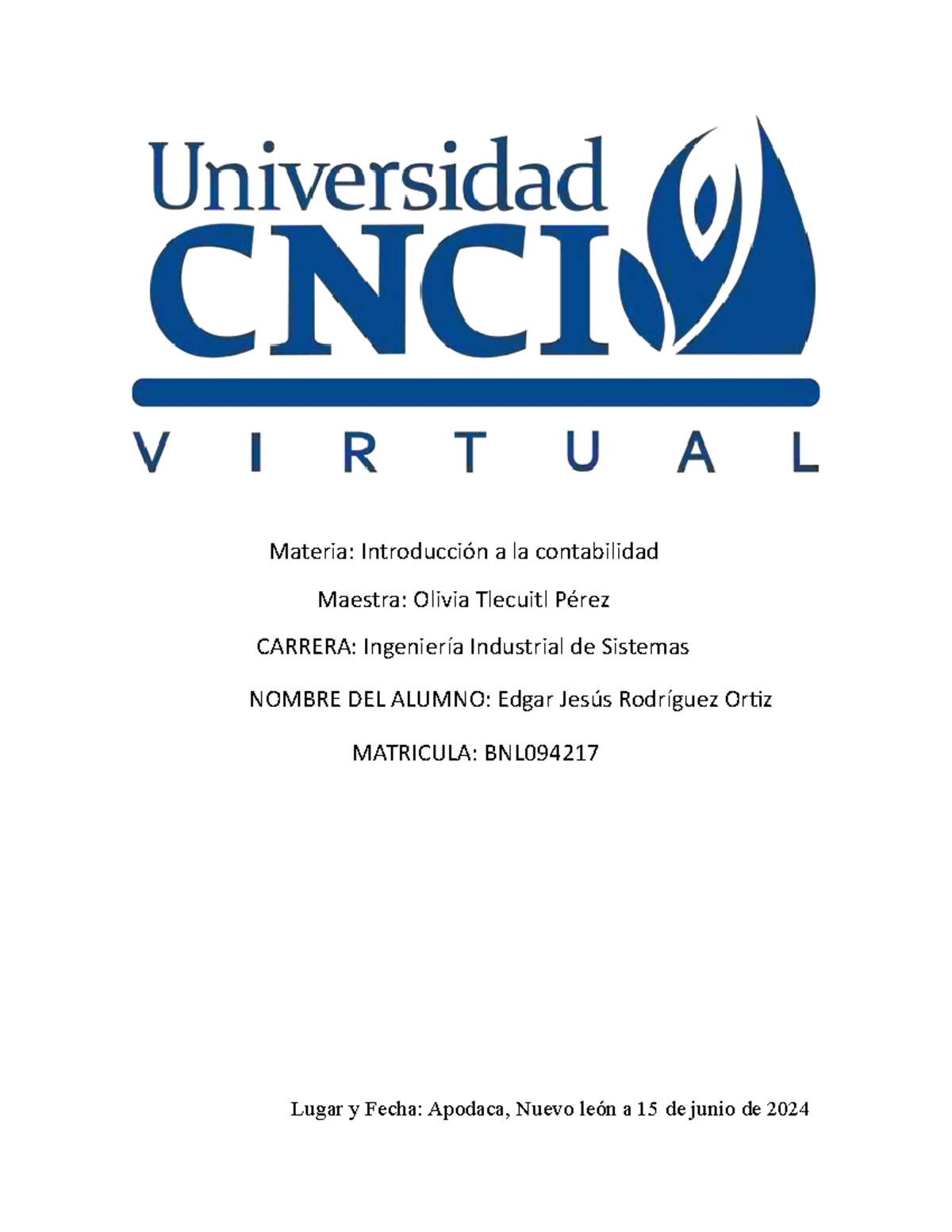Introduccion a la Contabilidad ACT#2 - Materia: Introducción a la ...