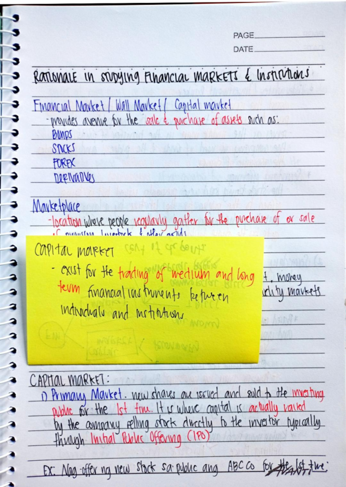 Pass 3 - ... - PAGE DATE Rationale in studying Financial MARKETS ...