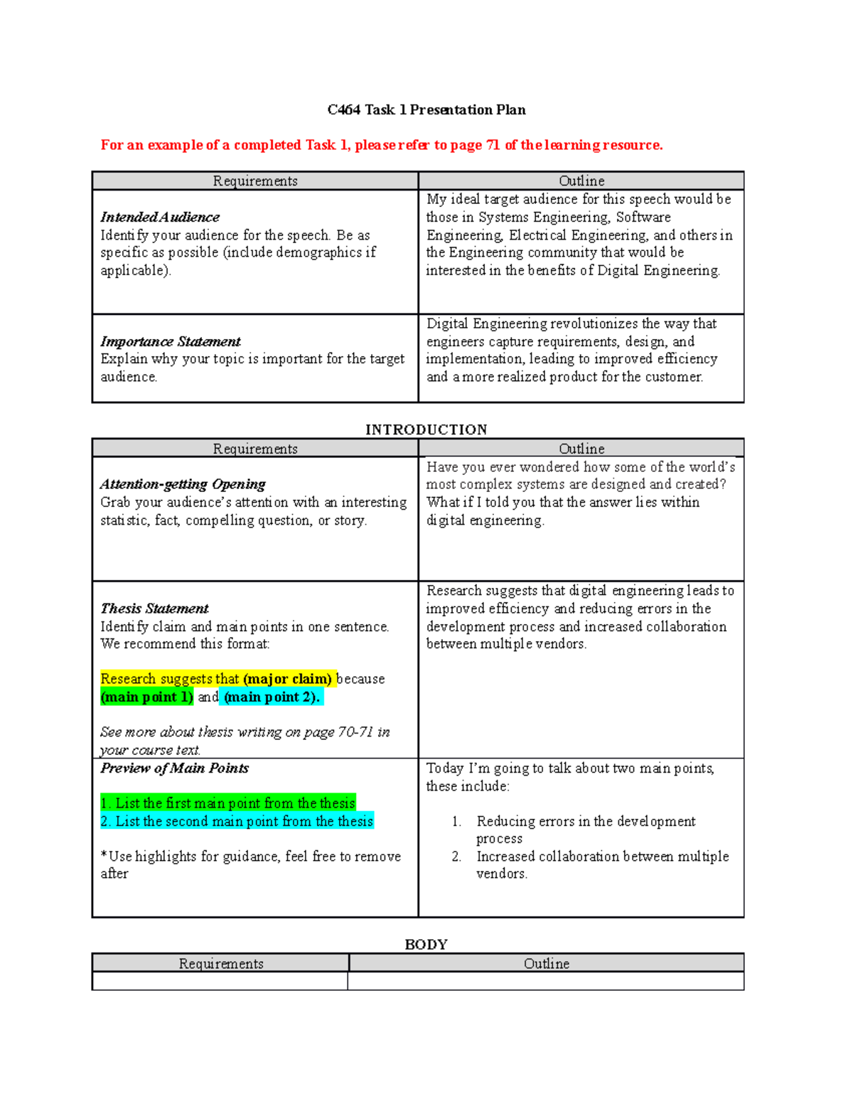 C464 Task 1 Turned in - Assignment - C464 Task 1 Presentation Plan For ...