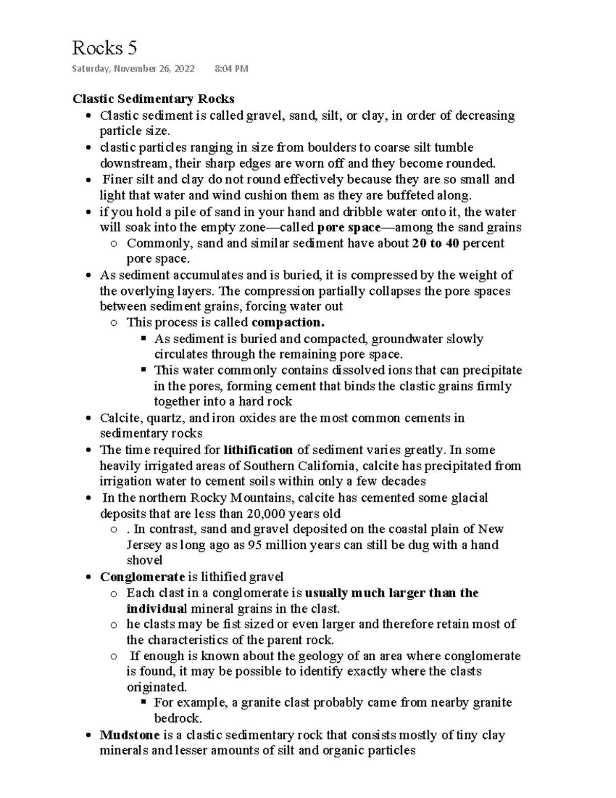 Environmental Science Rocks Chapter 5 - Clastic Sedimentary Rocks ...