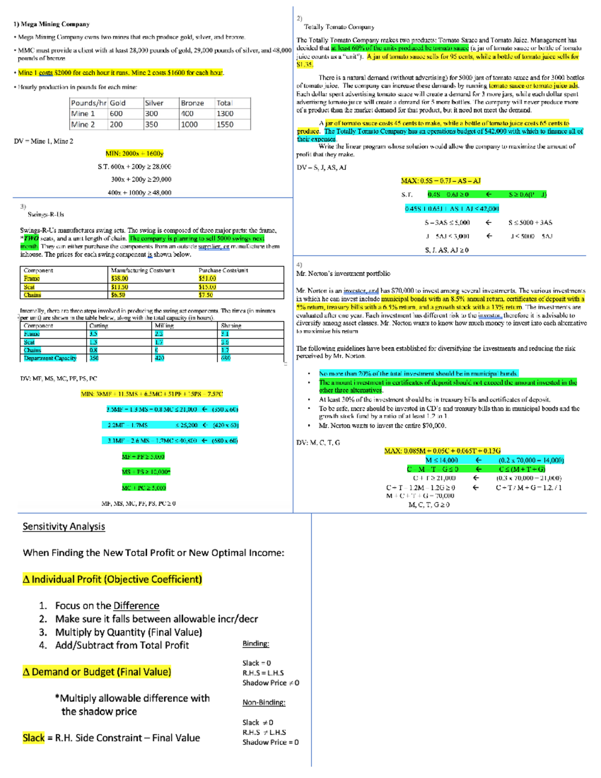 Exam 2 Sheet - 291 - study guide - 2) 1) Mega Mining Company Totally ...