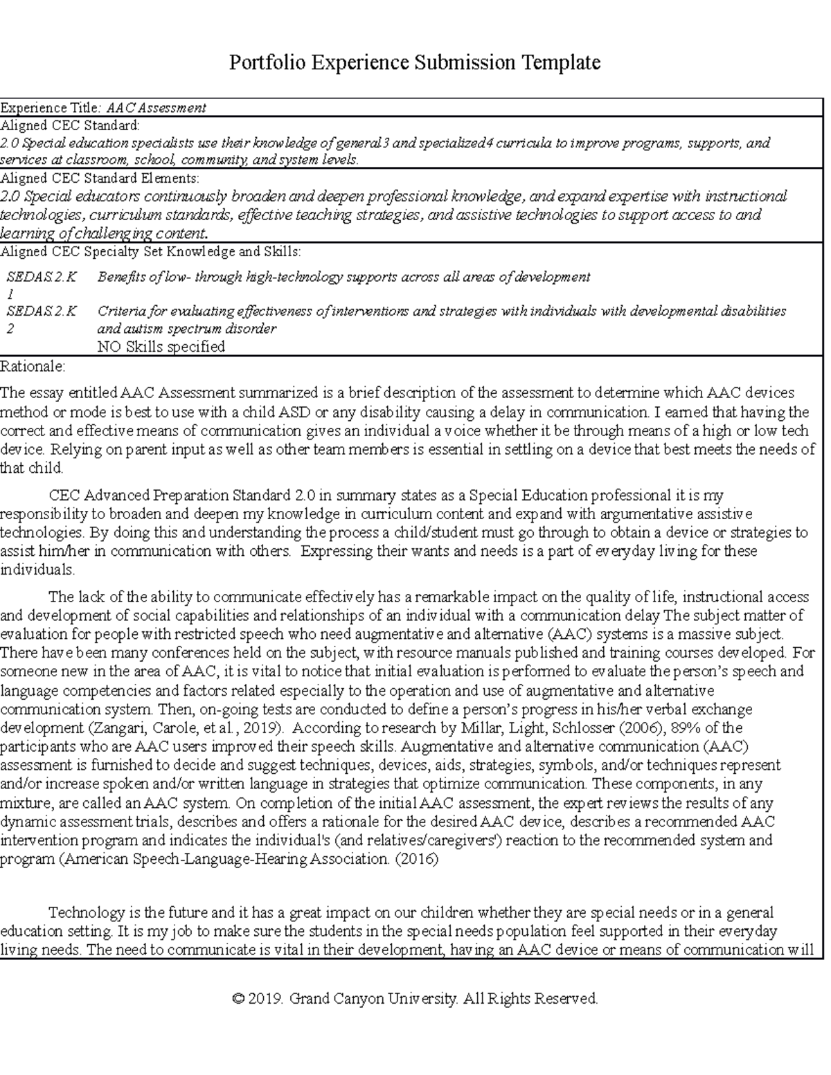 Week 4 assignment-Portfolio Experience Current Content Knowledge ...