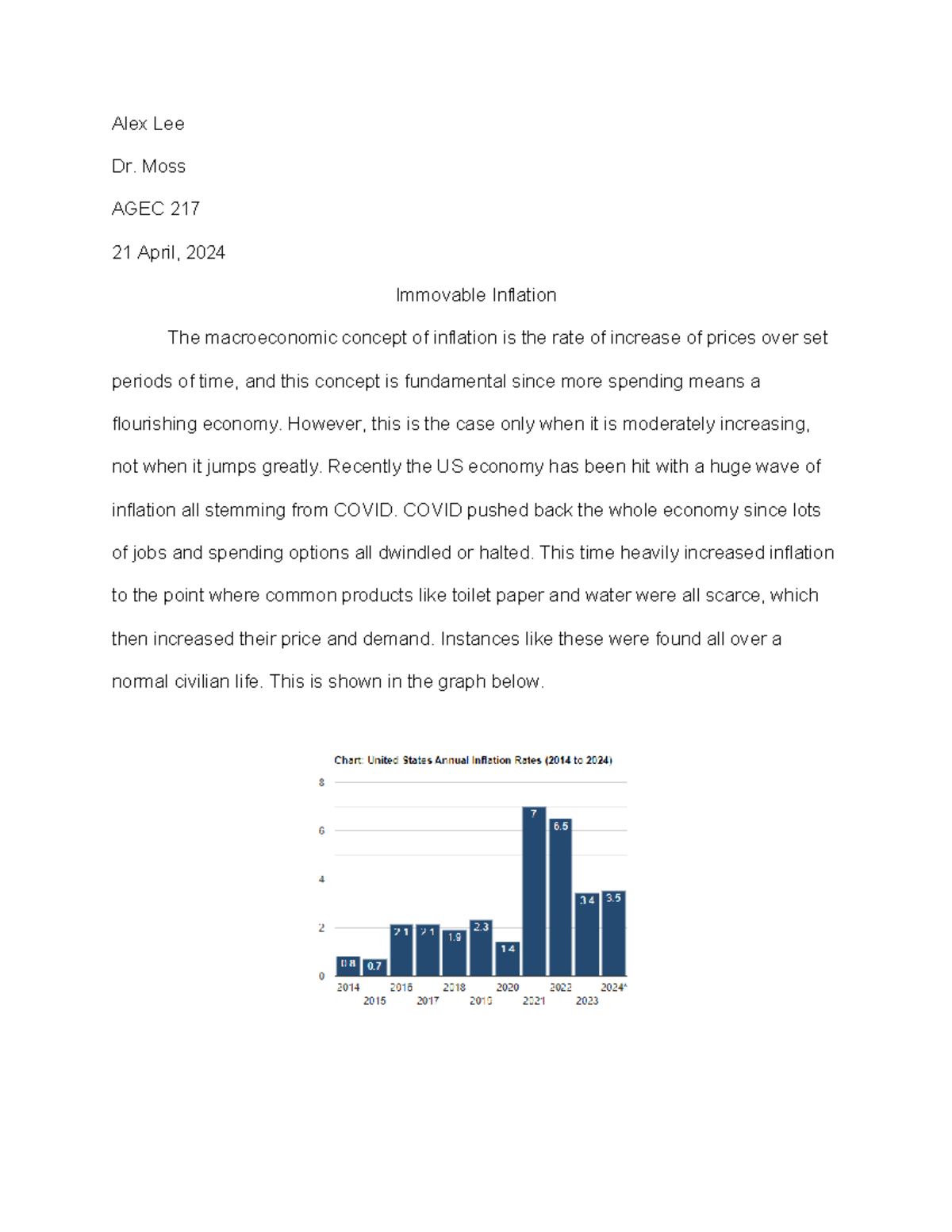 Immovable Inflation - Alex Lee Dr. Moss AGEC 217 21 April, 2024 ...
