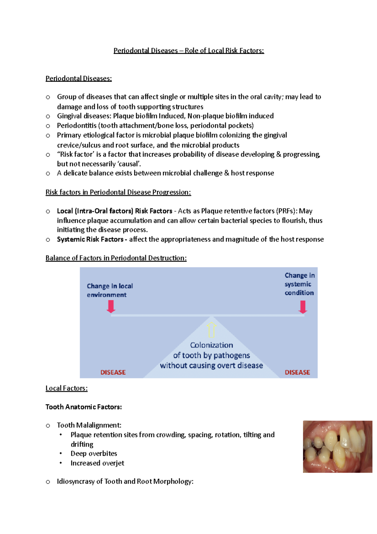 Periodontal Diseases Local Risk Factors - Periodontal Diseases – Role ...