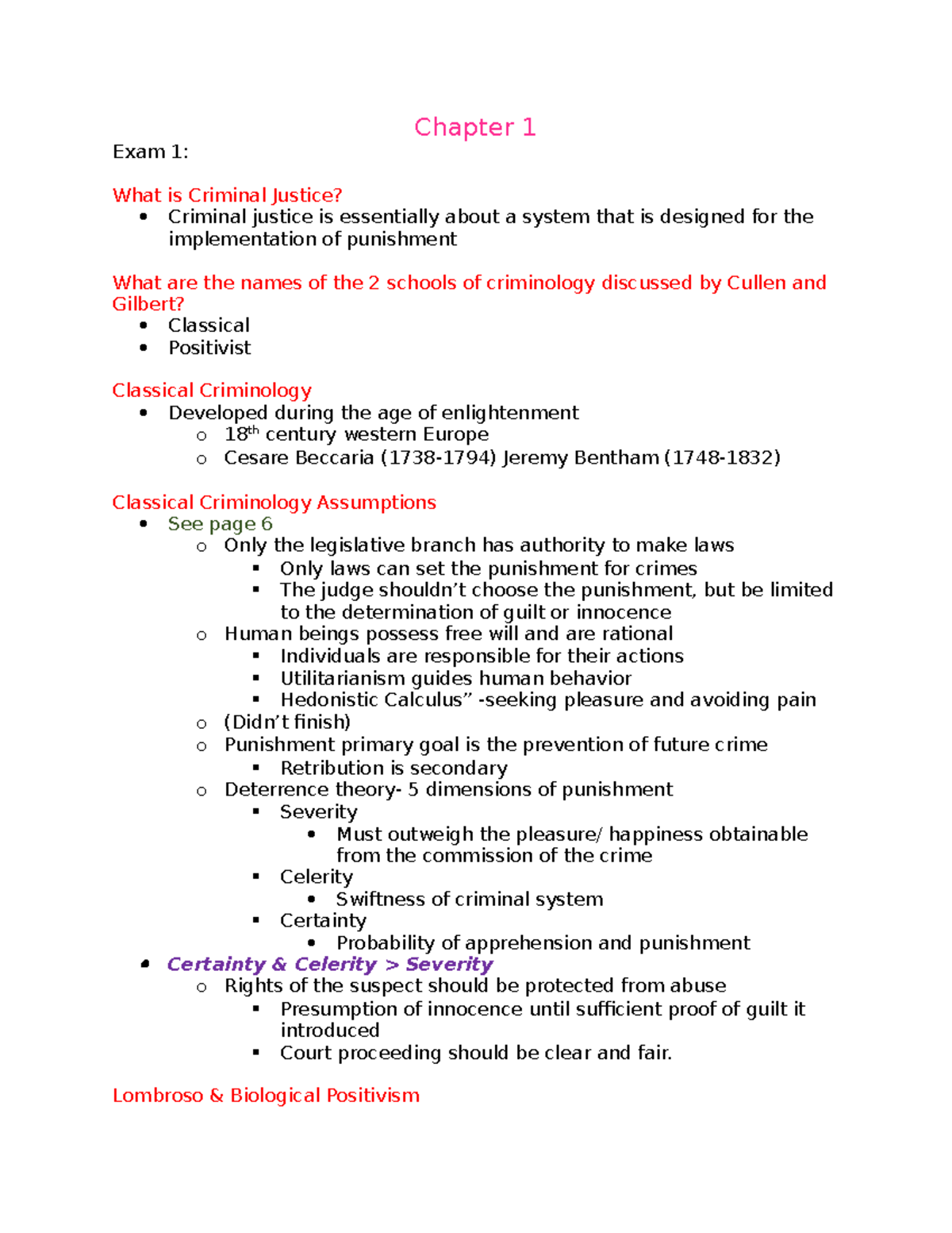 Notes SOCL 3371. Intro Criminal Justice - Chapter 1 Exam 1: What Is ...