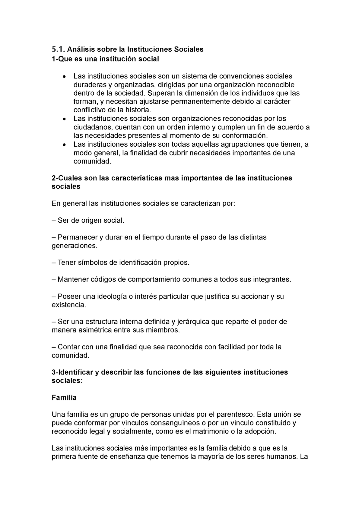 Análisis Sobre La Instituciones Sociales - 5. Análisis Sobre La ...